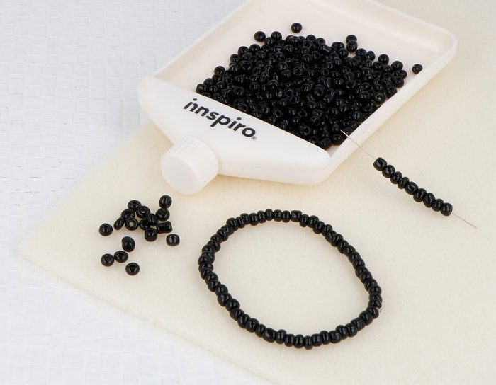 Innspiro Rocaille de verre ronde noir opaque 3,8mm 500g