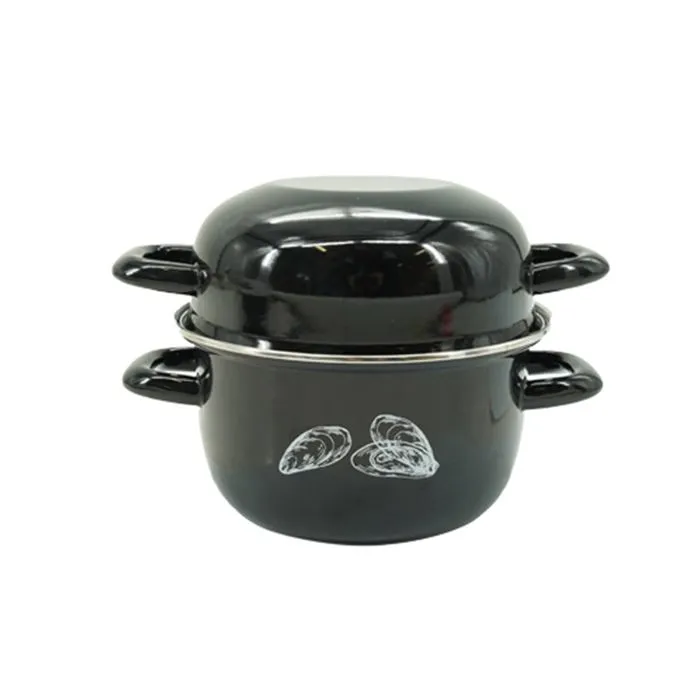 Fackelmann - Ensemble de 2 Marmites à Moules Émaillées, 20.5 cm, 3 L, Poignées Latérales, Compatible Tous Feux (sauf Induction) - Pour Cuisson Parfaite