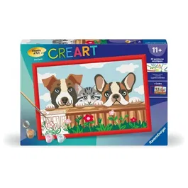 Ravensburger CreArt Kids - Kit Peinture par Numéros Chiens et Chats 31x21 cm - Loisir Créatif Enfant Dès 9 Ans avec Lignes Pré-peintes