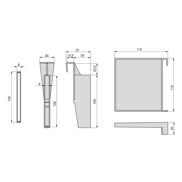 Emuca Kit d'accessoires de séparation pour intérieurs de tiroirs Vertex-Concept, largeur 600 mm, Aluminium et Plastique, Gris antracite