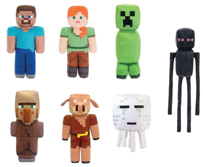 Play By Play Peluche Minecraft Movie Creeper ou Steve 30 cm - Modèle surprise - Peluche officielle - À partir de 3 ans