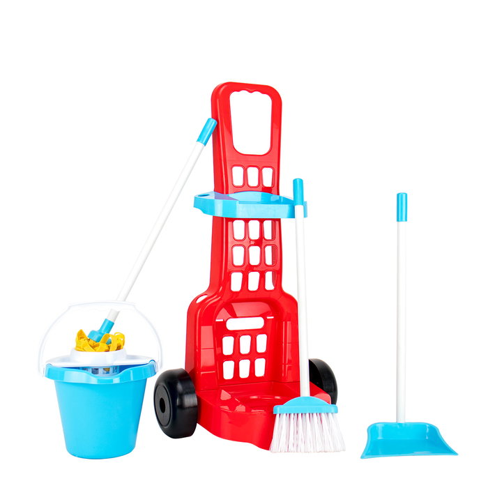 TACHAN Chariot de Nettoyage Rouge Grand T00988 - Set de Jeu avec Serpillière, Balai, Pelle et Seau - Jouet d'Imitation pour Enfants +3 Ans TACHAN Chariot de Nettoyage Rouge Grand T00988 - Set de Jeu avec Serpillière, Balai, Pelle et Seau - Jouet d'Imitation pour Enfants +3 Ans