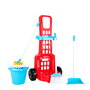 TACHAN Chariot de Nettoyage Rouge Grand T00988 - Set de Jeu avec Serpillière, Balai, Pelle et Seau - Jouet d'Imitation pour Enfants +3 Ans