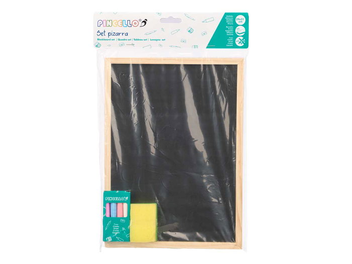 Pincello Ardoise Craie Effaçable 29x21 cm Bois MDF Noir (Set de 24)