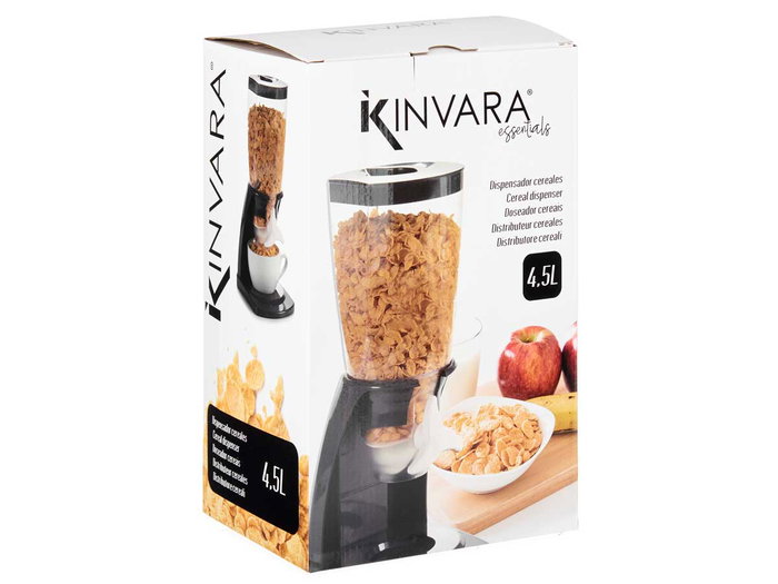 Kinvara Distributeur de Céréales Plastique Gris 4,5 L 16x40x20 cm (Set de 6)