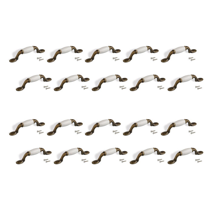 Emuca Lot de 20 poignées pour meubles Papua, L127mm, entraxe 76mm, Zamak, Bronze Emuca Lot de 20 poignées pour meubles Papua, L127mm, entraxe 76mm, Zamak, Bronze