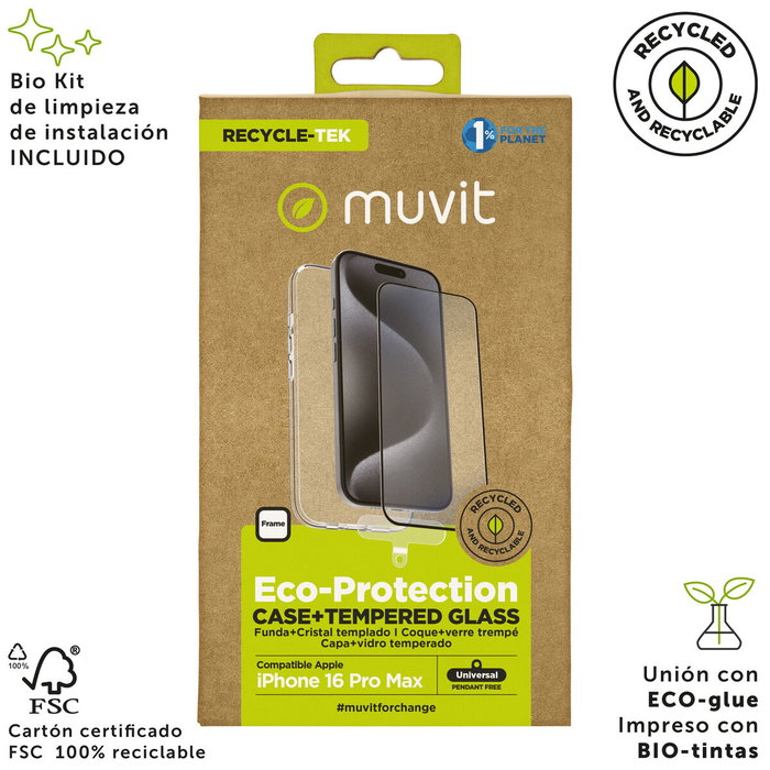 Housse et Protecteur pour Téléphone Portable Muvit for Change iPhone 16 Pro Max Noir Housse et Protecteur pour Téléphone Portable Muvit for Change iPhone 16 Pro Max Noir