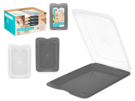 LEKNES Boîte à lunch plate, lot de 24, Blanc + gris