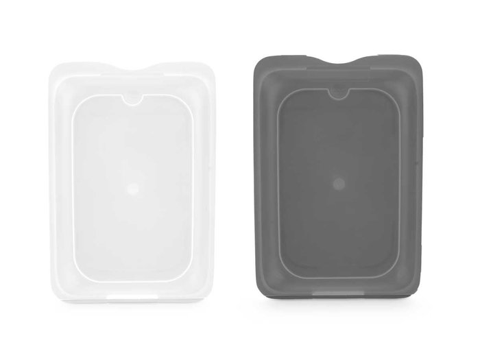 LEKNES Boîte à lunch plate, lot de 24, Blanc + gris