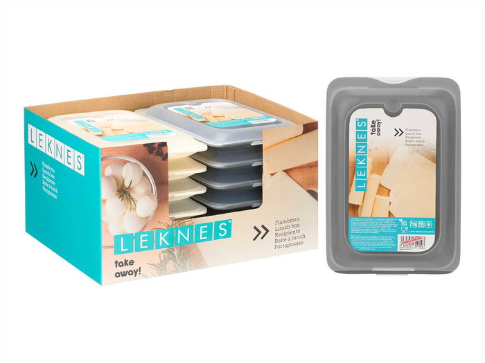 LEKNES Boîte à lunch plate, lot de 24, Blanc + gris