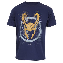 Marvel T-shirt à manches courtes Splatter Logo Bleu Unisexe S