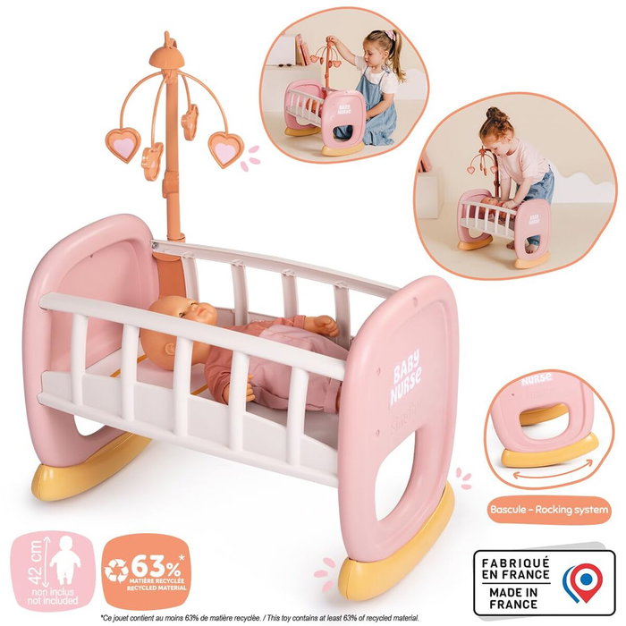 Smoby Berceau à barreaux Baby Nurse avec système de bascule Smoby Berceau à barreaux Baby Nurse avec système de bascule