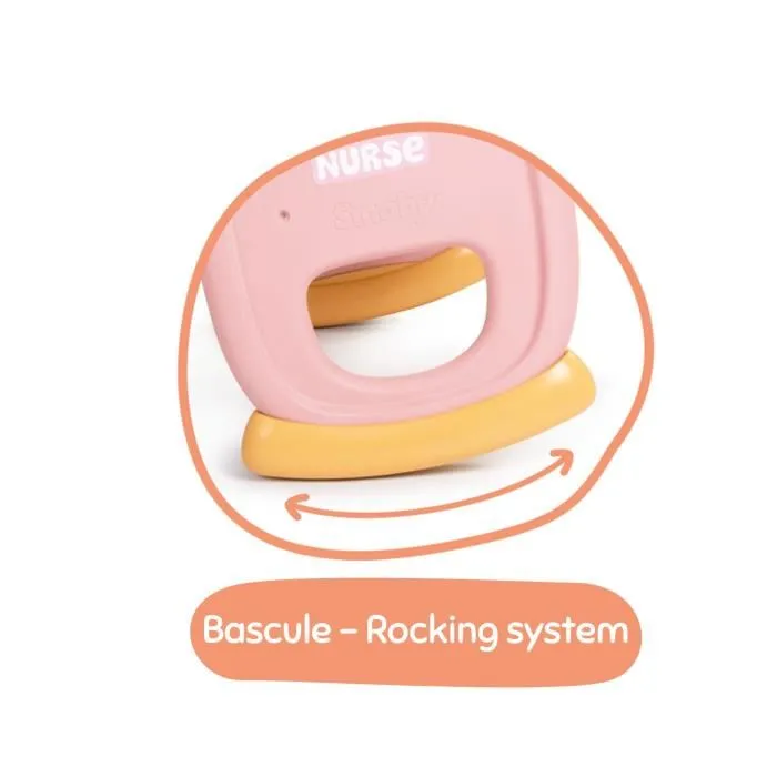 Smoby Berceau à barreaux Baby Nurse - Lit bébé à bascule avec mobile, pour poupon jusqu'à 42 cm - À partir de 18 mois - Fabriqué en France