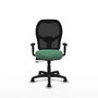 Chaise Alocén Synchrone/Traslack tissu Vert émeraude Maille Noir Structure polyamide noire Accoudoir 1D Sans appui-tête Roulettes en nylon 50 mm