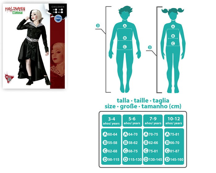 Disfraz Enfant Fille Méchante avec Veste Noire et Ceinture à Pois Polyester 7-9 Ans Costume Halloween Carnaval Disfraz Enfant Fille Méchante avec Veste Noire et Ceinture à Pois Polyester 7-9 Ans Costume Halloween Carnaval