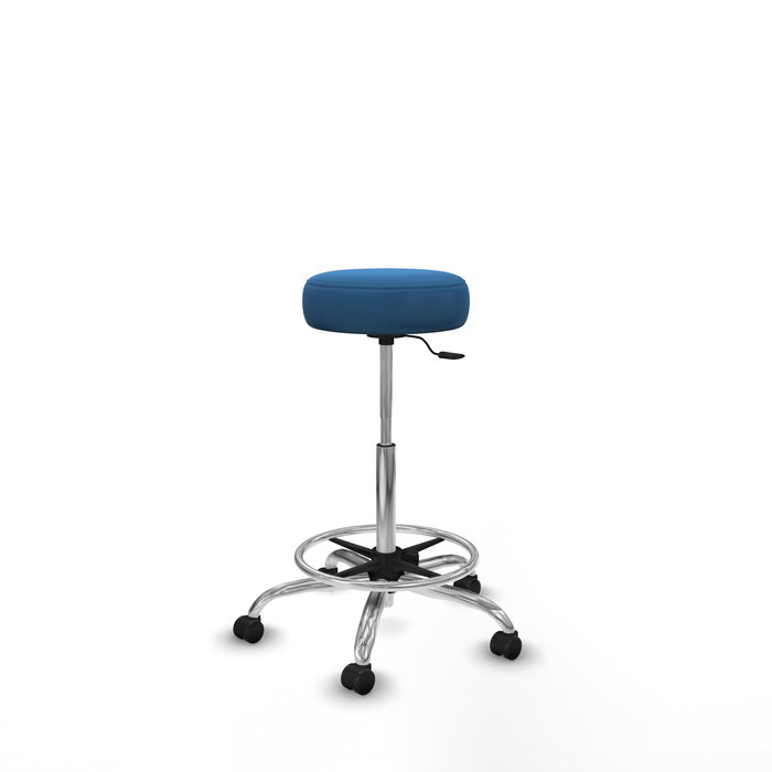 Tabouret Tolosa Pivotant Cuir écologique Non applicable Maille Bleu clair Structure chromée Sans accoudoirs Sans appui-tête Roulettes pour moquette