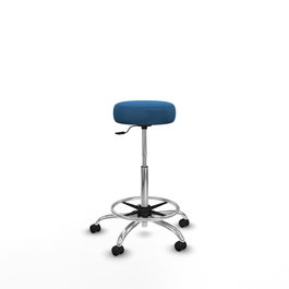 Tabouret Tolosa Pivotant Cuir écologique Non applicable Maille Bleu clair Structure chromée Sans accoudoirs Sans appui-tête Roulettes pour moquette