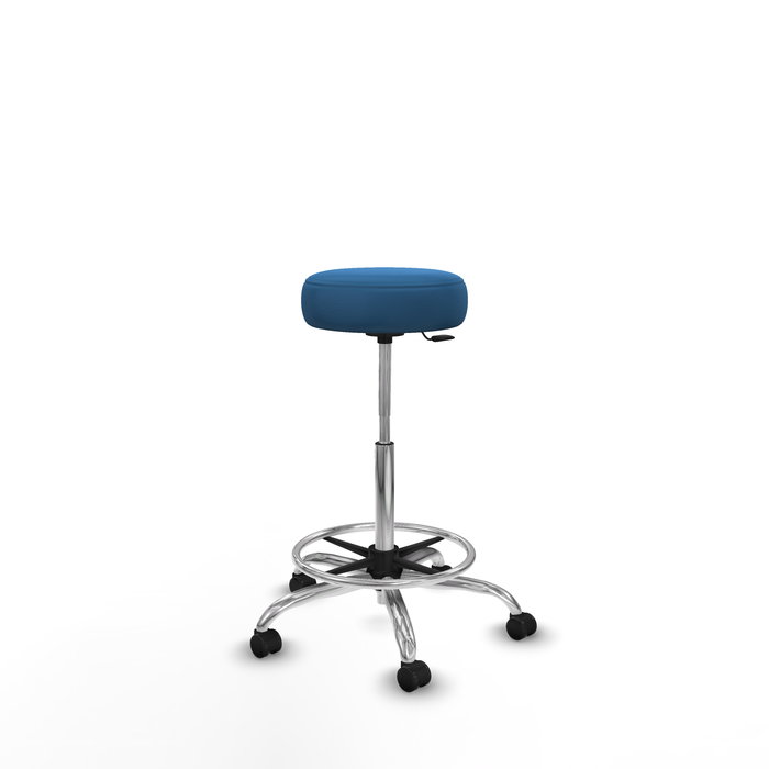 Tabouret Tolosa Pivotant Cuir écologique Non applicable Maille Bleu clair Structure chromée Sans accoudoirs Sans appui-tête Roulettes pour moquette