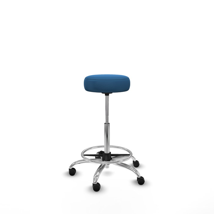 Tabouret Tolosa Pivotant Cuir écologique Non applicable Maille Bleu clair Structure chromée Sans accoudoirs Sans appui-tête Roulettes pour moquette