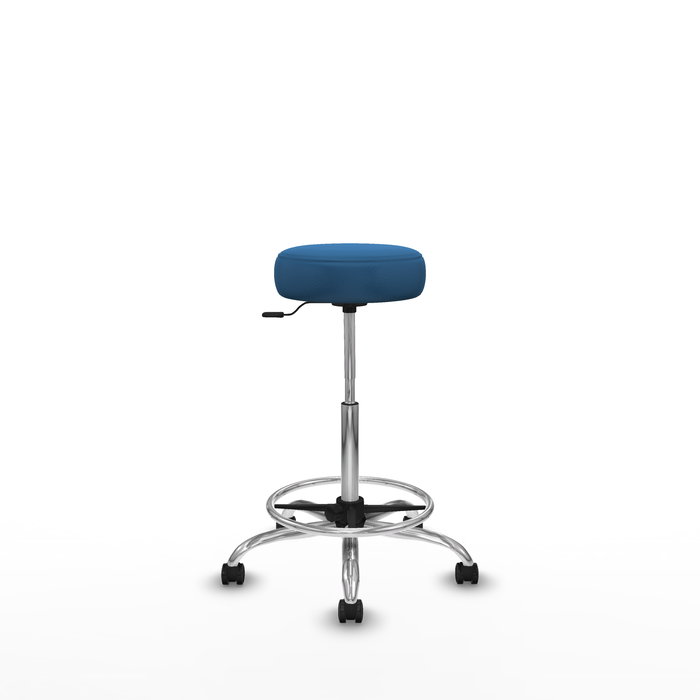 Tabouret Tolosa Pivotant Cuir écologique Non applicable Maille Bleu clair Structure chromée Sans accoudoirs Sans appui-tête Roulettes pour moquette