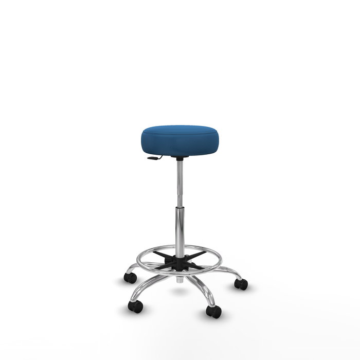 Tabouret Tolosa Pivotant Cuir écologique Non applicable Maille Bleu clair Structure chromée Sans accoudoirs Sans appui-tête Roulettes pour moquette
