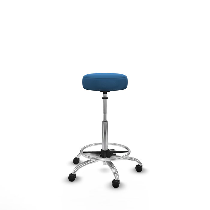 Tabouret Tolosa Pivotant Cuir écologique Non applicable Maille Bleu clair Structure chromée Sans accoudoirs Sans appui-tête Roulettes pour moquette