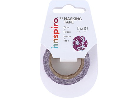 Innspiro Cinta masking tape Washi foil arabescos rosa 15mm x 10m Serie Metal