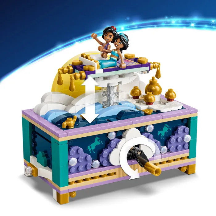 LEGO | Disney Princess 43295 La Boîte à Bijoux de Jasmine - Jeu de Construction dès 6 ans avec Décor Lune et Tapis Volant