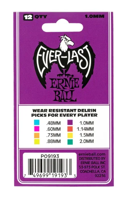Ernie Ball Everlast Médiator Pourpre 1,00 mm - 12 unités Ernie Ball Everlast Médiator Pourpre 1,00 mm - 12 unités
