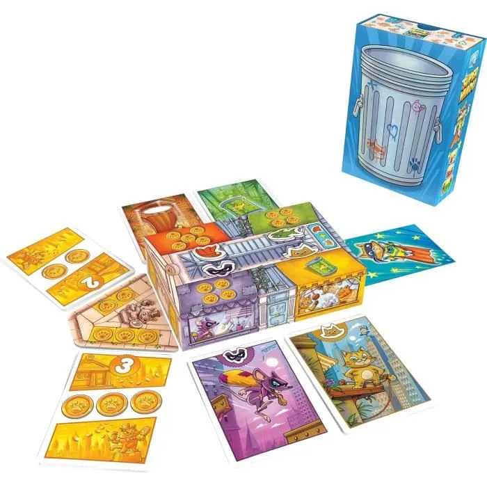 Asmodee Super Miaou - Jeu de société de deck-building en français pour enfants à partir de 6 ans, avec cartes Chat et Cape