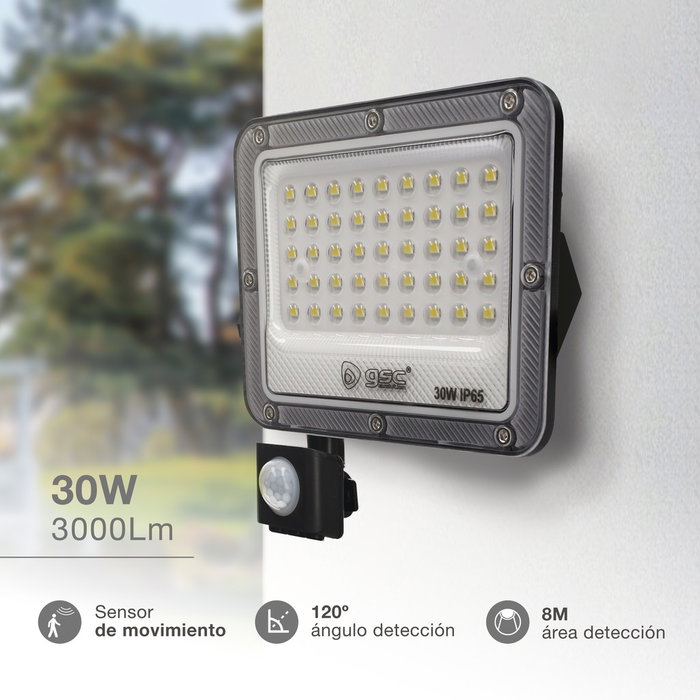 GSC Evolution Proyector LED Belinta 30W 4000K Noir avec Capteur PIR