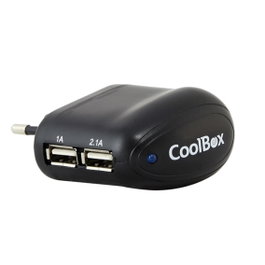 Coolbox UX-2 Chargeur Mural 5V 2 Ports USB 2.0 Noir