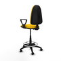 Tabouret Aýna taburete Contact permament de base Tissu Jaune Structure polyamide noire Accoudoirs fixes Sans appui-tête Roulettes pour moquette