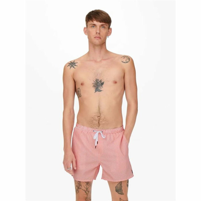 Maillot de bain homme Only & Sons Onsted Stripe Seersucker Rose 28