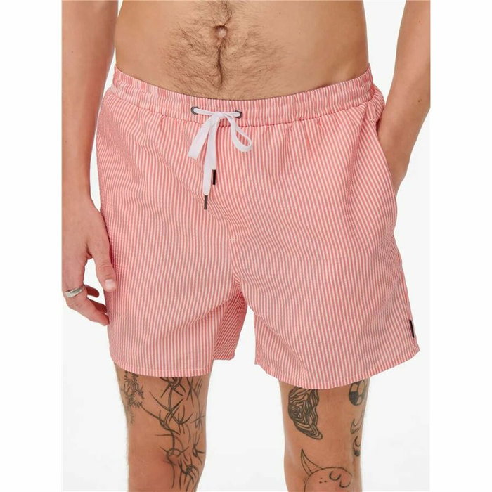 Maillot de bain homme Only & Sons Onsted Stripe Seersucker Rose 28