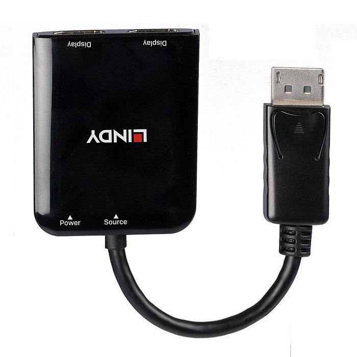 Lindy Hub MST DisplayPort 1.2 à 2 ports - Réplicateur et étendeur de signal jusqu'à 4K 30Hz pour deux écrans