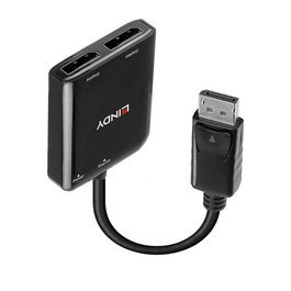 Lindy Hub MST DisplayPort 1.2 à 2 ports - Réplicateur et étendeur de signal jusqu'à 4K 30Hz pour deux écrans