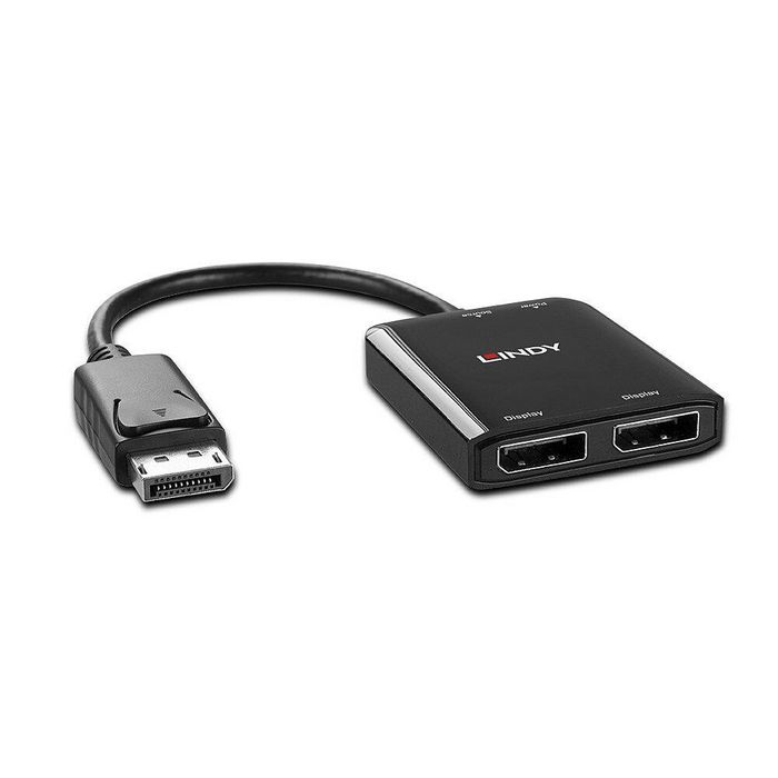 Lindy Hub MST DisplayPort 1.2 à 2 ports - Réplicateur et étendeur de signal jusqu'à 4K 30Hz pour deux écrans