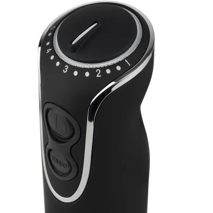 H.Koenig MIX75 Mixeur Plongeant Multifonction 3-en-1, 850W avec 5 Vitesses + Turbo, Lames Inox, Bol Gradué 500ml, Verre 600ml et Hachoir