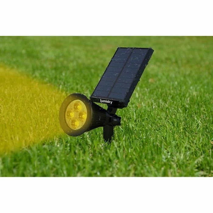Lumi Jardin Lot de 2 projecteurs solaires à LED Spiky Noir