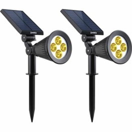 Lumi Jardin Lot de 2 projecteurs solaires à LED Spiky Noir