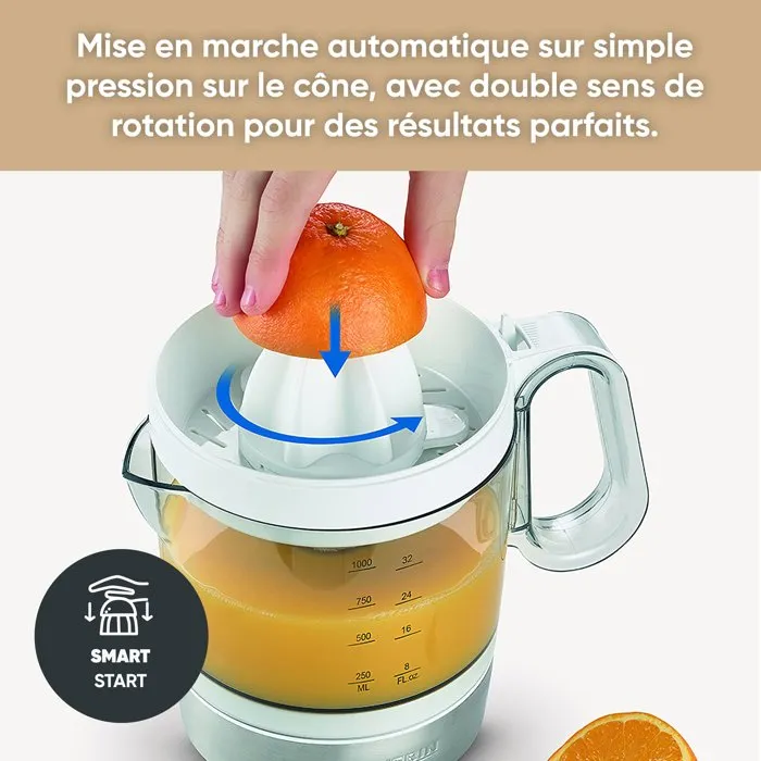 Severin CP3535 Presse-agrumes électrique blanc 1L avec 2 cônes amovibles