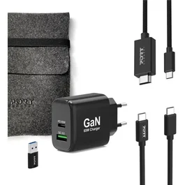 Port Designs - Chargeur GaN 65W - Pack 4 en 1 - Câble USB-C, Adaptateur, Câble HDMI 4K UHD - Housse de transport incluse