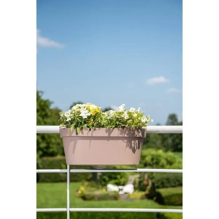 Garden Id Star - Jardinière murale avec crochet, Taupe, 50 x 21 cm, Réservoir d'eau, Recyclé, Capacité 9L - Réf. Star