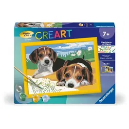 Ravensburger CreArt Kids - Kit peinture par numéros - Chiots Beagle 18x24 cm - Lignes pré-peintes colorées - Facile et amusant