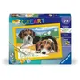 Ravensburger CreArt Kids - Kit peinture par numéros - Chiots Beagle 18x24 cm - Lignes pré-peintes colorées - Facile et amusant