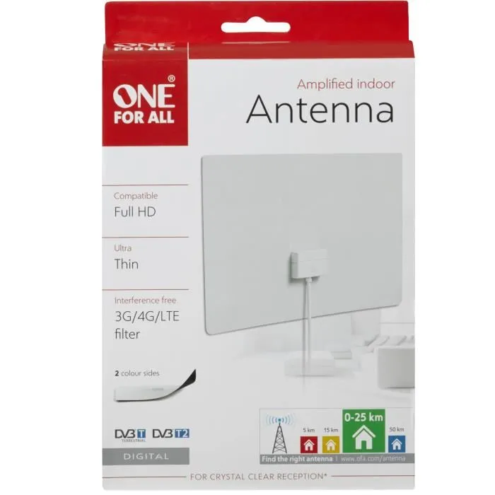 One For All SV9440 - Antenne intérieure platine pour fixation murale ou derrière l'écran - Réception Full HD avec filtre 5G et compatible DVB-T/T2 One For All SV9440 - Antenne intérieure platine pour fixation murale ou derrière l'écran - Réception Full HD avec filtre 5G et compatible DVB-T/T2
