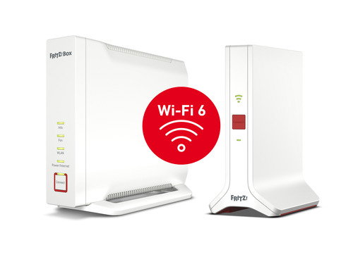 FRITZ! Kit Wi-Fi Mesh Set 4060 + 3000 AX INT, Routeur de bureau/mural, Wi-Fi 6 Tribande 6000 Mbit/s, 4x4, blanc