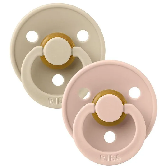 BIBS Sucette bébé Vanilla Blush - Embout rond - Pack de 2