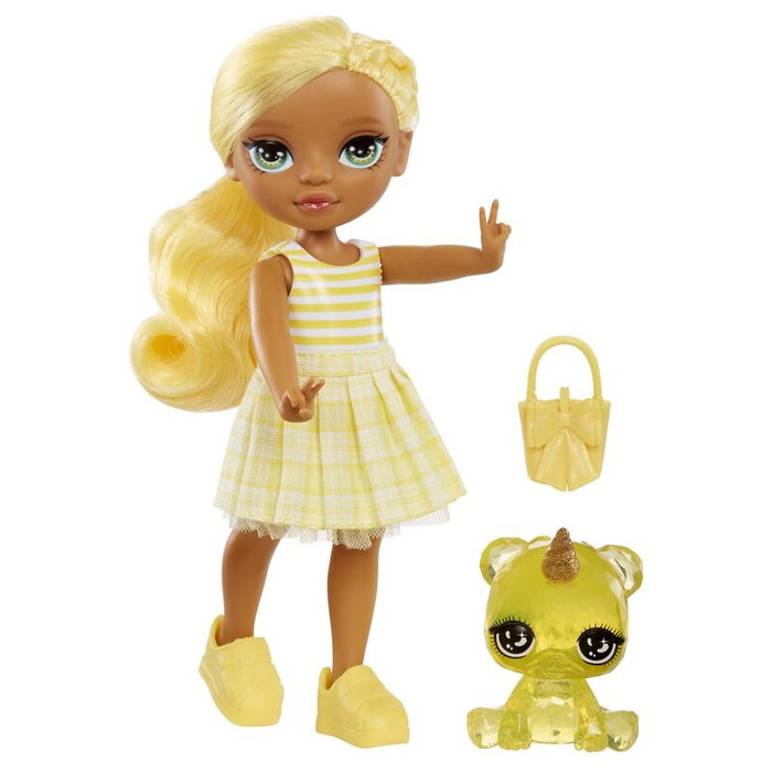 Rainbow High Littles Poupée 15cm Jaune avec Animal de Compagnie